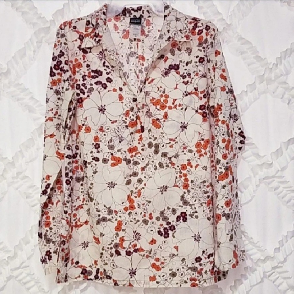 Vintage Patagonia Floral Long Sleeve V-neck Medium